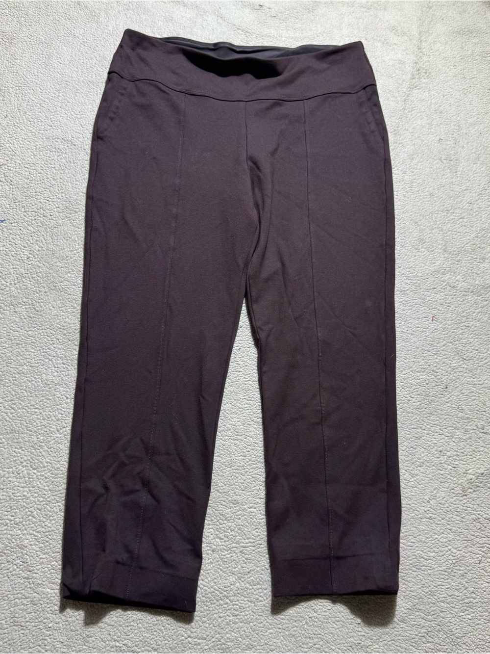 Ruby Ribbon Pants 2XL Eggplant Color Stretch‎ High Waist Rayon Blend Crop Ankle